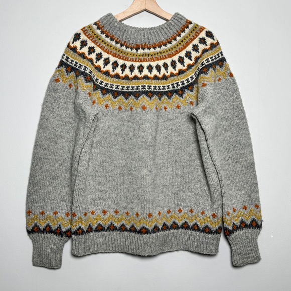 Vintage Norse Knit Nordic Fair Isle Handknitted Wool Sweater Sz L - Picture 2 of 5